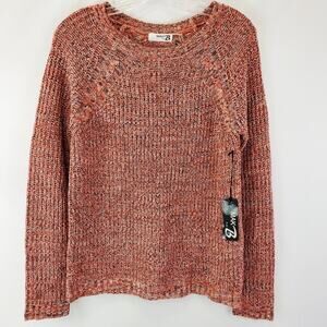 MAK B cozy knit confetti orange sweater NWT size large
